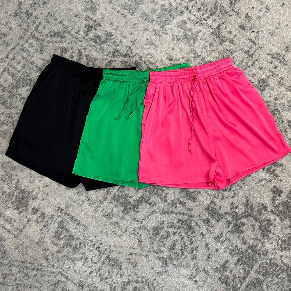 Pink Satin Shorts